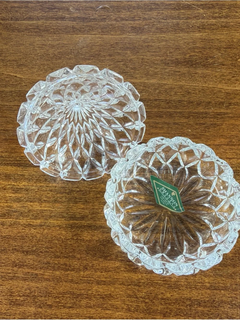Clear Crystal Glass Trinket Dish with Pointed Finial